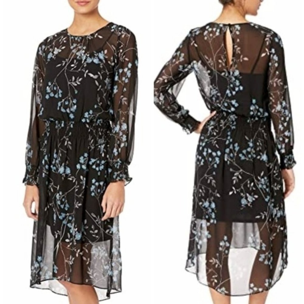 -Kensie Frosted Blooms Dress Black Dress Small‎ NWT